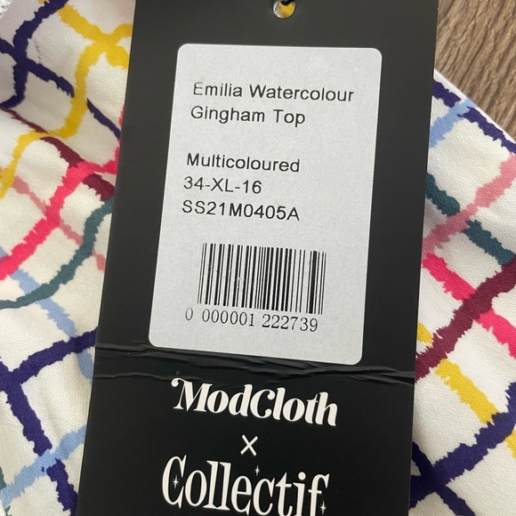 ModCloth x Collectif Emilia Watercolor Multicolored Gingham Crop Top - Picture 5 of 10